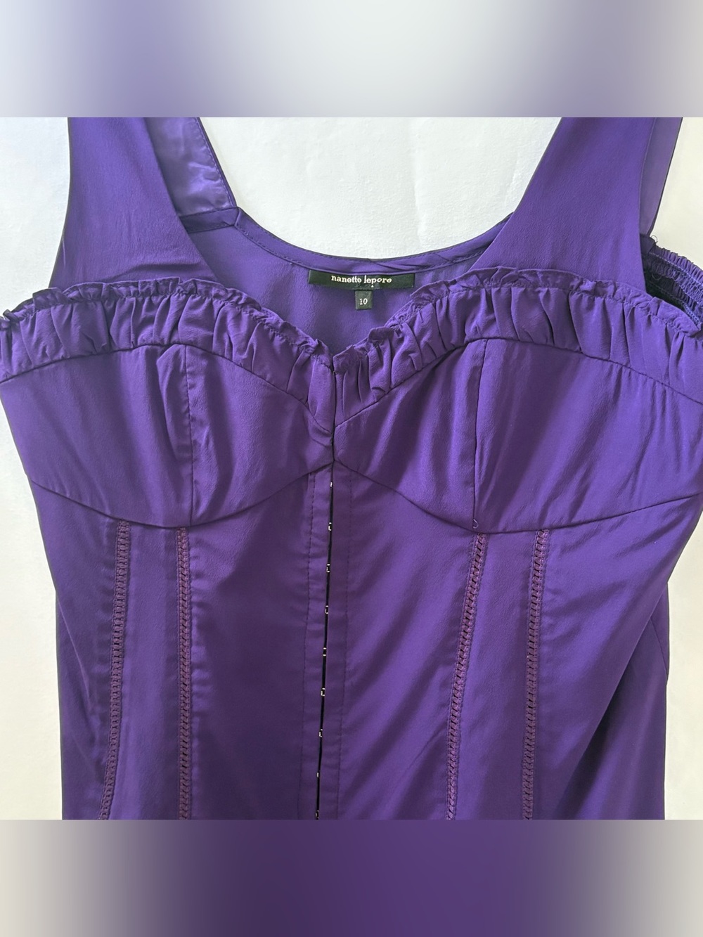 Nanette Lepore Purple Silk Corset Top Size 10 | Structured Bustier Style